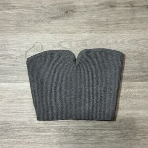 wild fable Grey Ribbed Strapless Knit Top